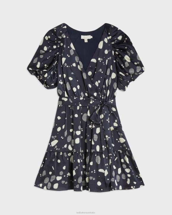 Ted Baker Steviee Puff sleeve skater dress Navy Clothing Women TLPL548