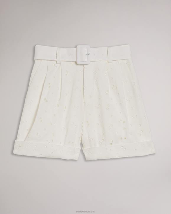 Ted Baker Suzet Tailored Shorts With Belt White Clothing Women TLPL566