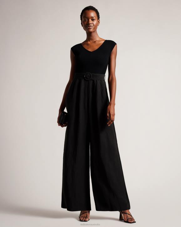 Ted Baker Tabbiaa Knitted Bodice Wide Leg Jumpsuit Black Clothing Women TLPL32