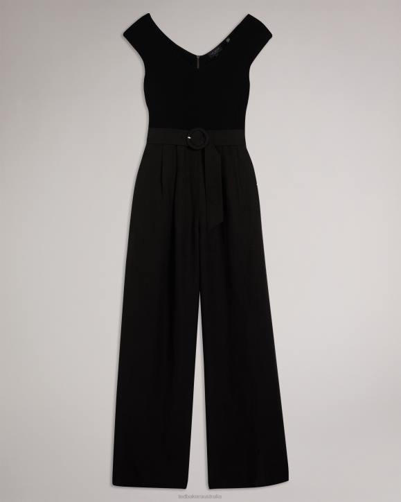 Ted Baker Tabbiaa Knitted Bodice Wide Leg Jumpsuit Black Clothing Women TLPL32