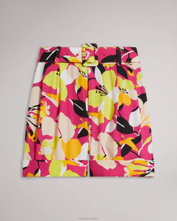 Ted Baker Thiana Abstract Print Tailored Shorts Bright Pink Clothing Women TLPL38