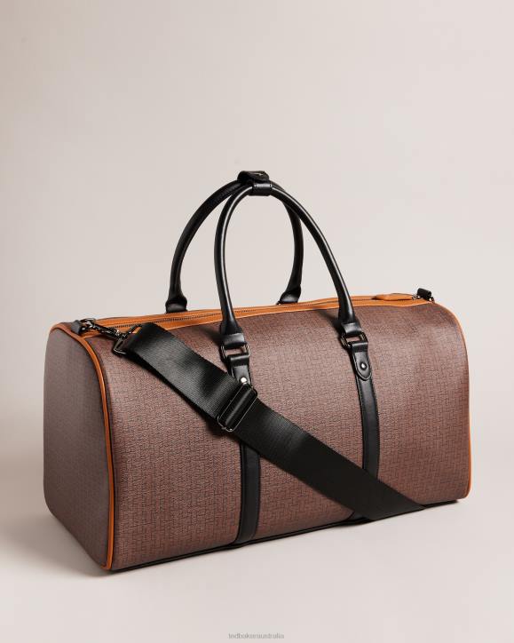 Ted Baker Traylen T Monogram Holdall Brown-Chocolate Bags Men TLPL1735