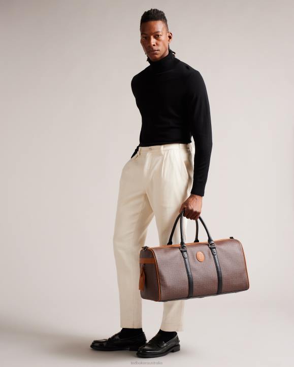 Ted Baker Traylen T Monogram Holdall Brown-Chocolate Bags Men TLPL1735