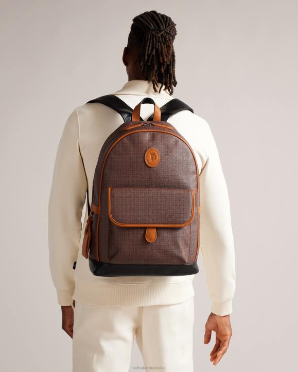 Ted Baker Trayton T Monogram Backpack Brown-Chocolate Bags Men TLPL1738