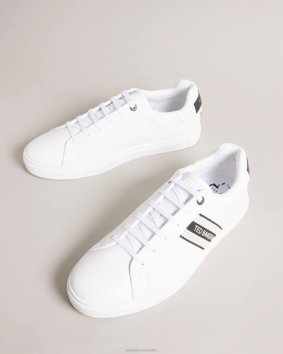 Ted Baker Trilobw Leather Trainers With Webbing Detail White Shoes Men TLPL1858