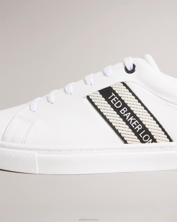 Ted Baker Trilobw Leather Trainers With Webbing Detail White Shoes Men TLPL1858