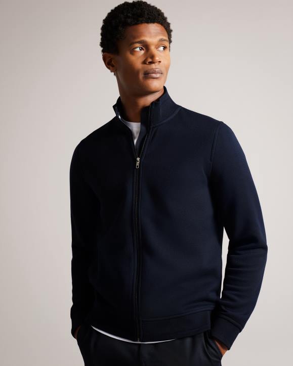 Ted Baker Tymos Long Sleeve Zip Through Jacket Navy Clothing Men TLPL1380