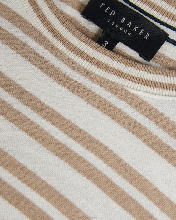 Ted Baker Vadell Short Sleeve Regular Fit Striped T-Shirt Light Brown Clothing Men TLPL1471