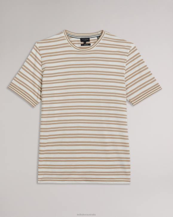 Ted Baker Vadell Short Sleeve Regular Fit Striped T-Shirt Light Brown Clothing Men TLPL1471