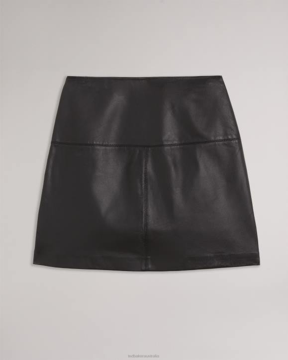 Ted Baker Valiat A-Line Leather Mini Skirt Black Clothing Women TLPL317