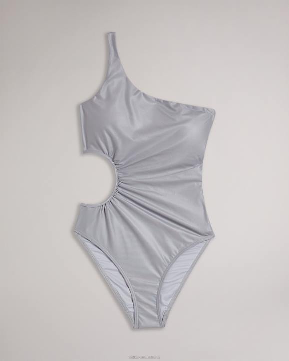 Ted Baker Vanela One Shoulder Cut Out Swimsuit Gray Clothing Women TLPL472