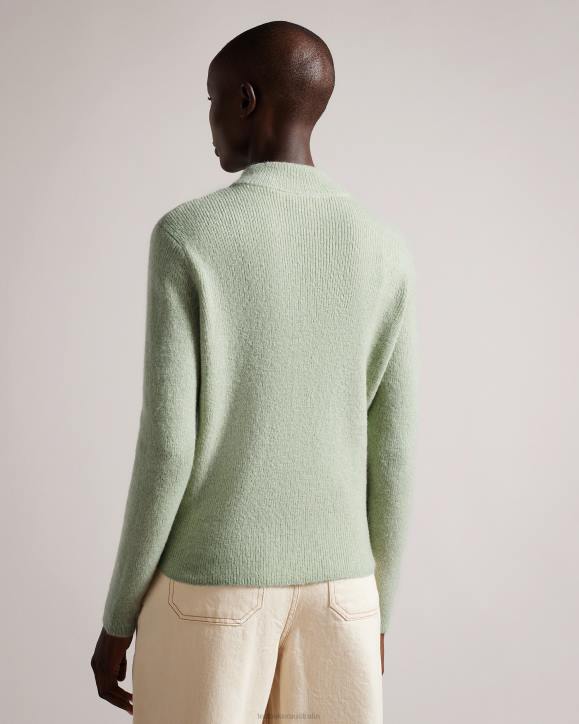 Ted Baker Veolaa Wool And Mohair Blend Cable Knit Jumper Light Green Clothing Women TLPL98