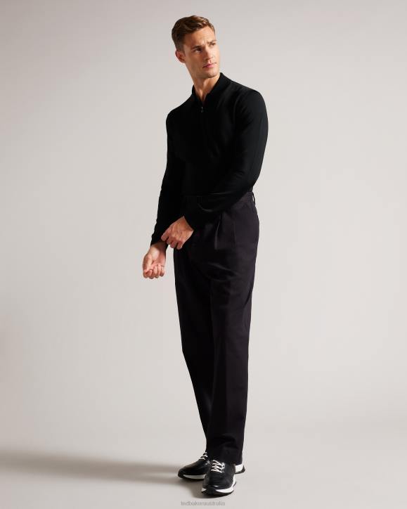 Ted Baker Viba Long Sleeve Regular Half Zip Rayon Polo BLACK Clothing Men TLPL1554