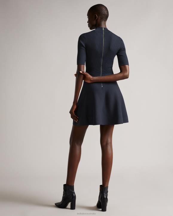 Ted Baker Viviiyy Engineered Skater Dress Dark Blue Clothing Women TLPL605