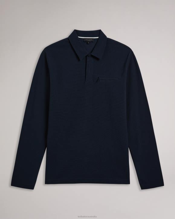 Ted Baker Wavelo Long Sleeve Regular Fit Polo Shirt NAVY Clothing Men TLPL1267