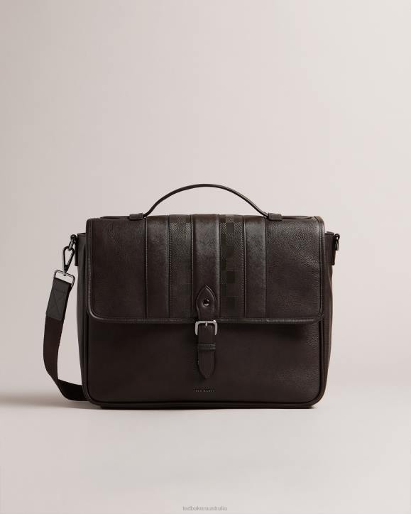 Ted Baker Wayvees House Check PU Satchel Brown-Chocolate Bags Men TLPL1770