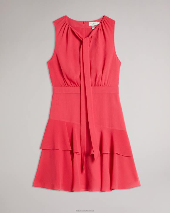 Ted Baker Zandaa Asymmetric Tiered Mini Dress Coral Clothing Women TLPL455