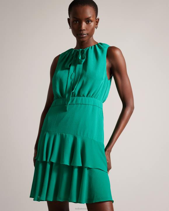 Ted Baker Zandaa Asymmetric Tiered Mini Dress Green Clothing Women TLPL459