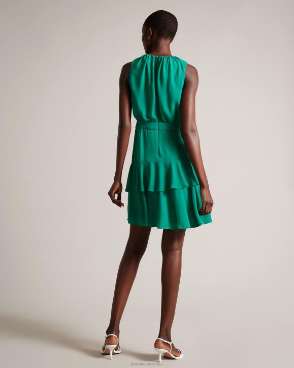 Ted Baker Zandaa Asymmetric Tiered Mini Dress Green Clothing Women TLPL459