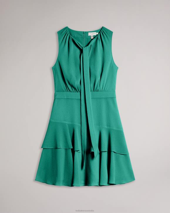 Ted Baker Zandaa Asymmetric Tiered Mini Dress Green Clothing Women TLPL459