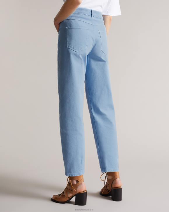 Ted Baker Zandin Barrel Leg Jeans With Front Yoke and Pleat Detail Light Wash Clothing Women TLPL616