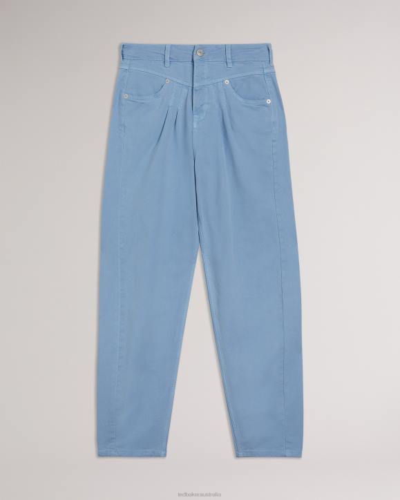 Ted Baker Zandin Barrel Leg Jeans With Front Yoke and Pleat Detail Light Wash Clothing Women TLPL616