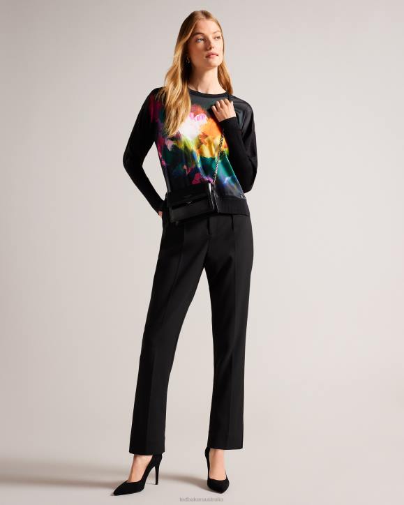 Ted Baker Zarha Art Print Jumper With Sleeve Detail Black Clothing Women TLPL346