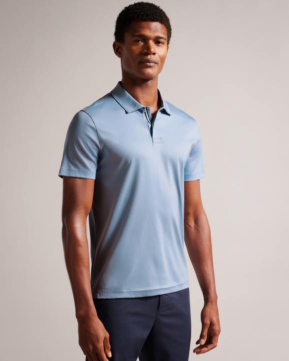 Ted Baker Zeiter Short Sleeve Slim Fit Polo Shirt PL-BLUE Clothing Men TLPL1379