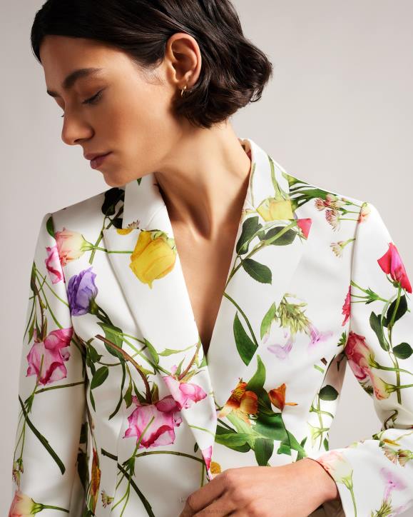 Ted Baker Ziaah Floral Slim Fit Suit Jacket White Clothing Women TLPL253