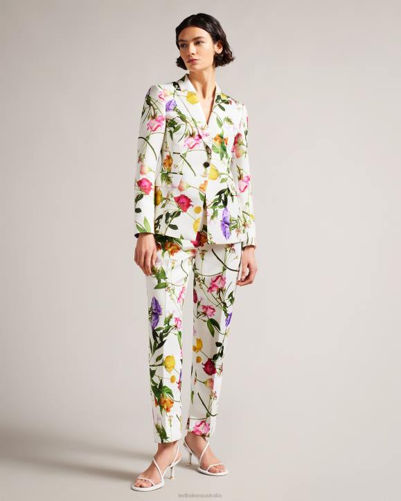 Ted Baker Ziaah Floral Slim Fit Suit Jacket White Clothing Women TLPL253