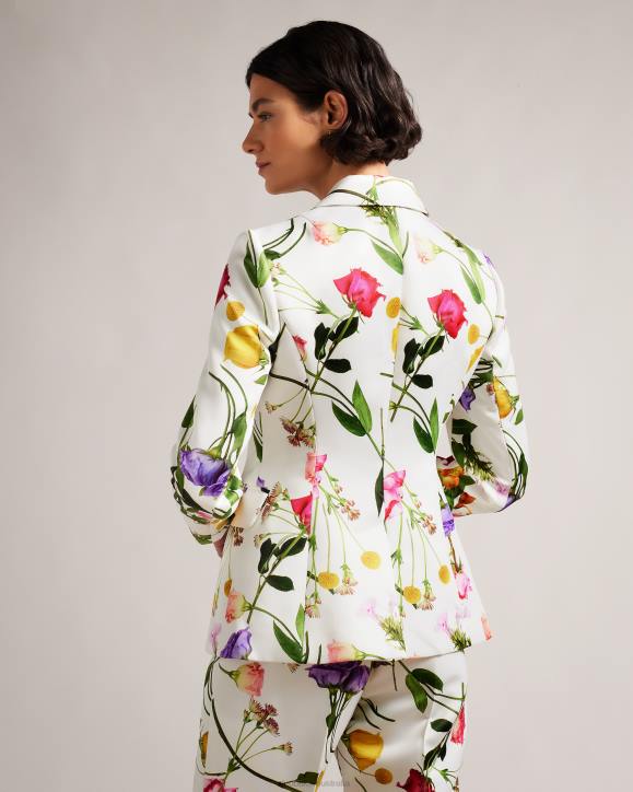 Ted Baker Ziaah Floral Slim Fit Suit Jacket White Clothing Women TLPL253