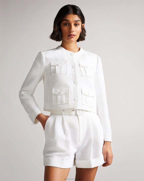 Ted Baker Alera Cropped Cargo Jacket White Clothing Women TLPL225