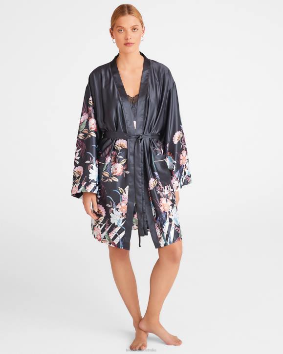 Ted Baker Romsie Printed Satin Robe Charcoal Clothing Women TLPL627