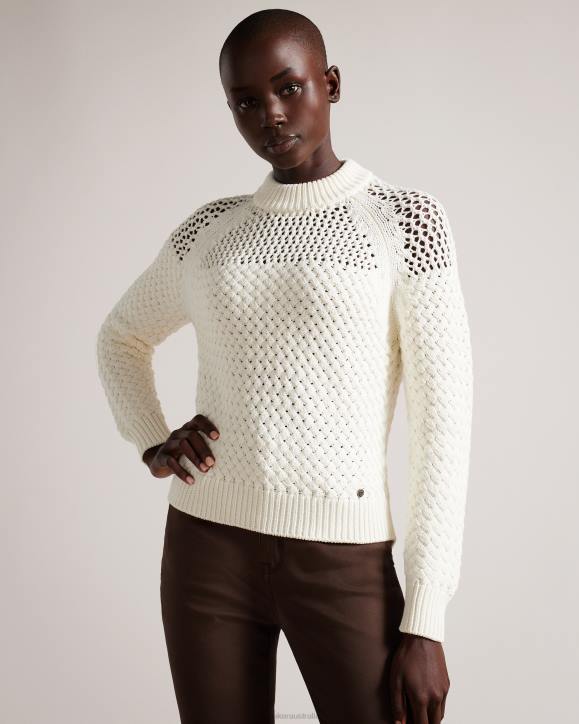 Ted Baker Hawick Basket Stitch Jumper White Clothing Women TLPL53