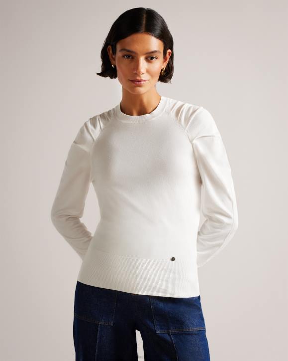 Ted Baker Piyton Pleat Detail Sweater WHITE Clothing Women TLPL111