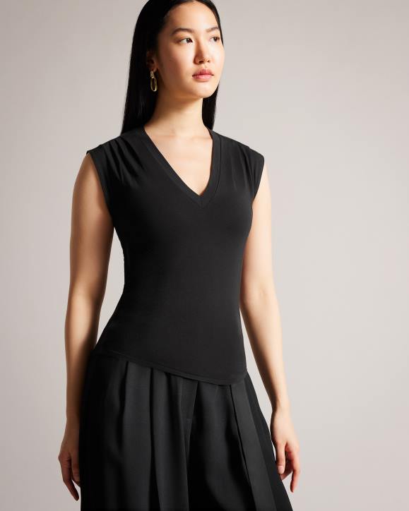 Ted Baker Brielll Fitted V Neck Black Clothing Women TLPL391